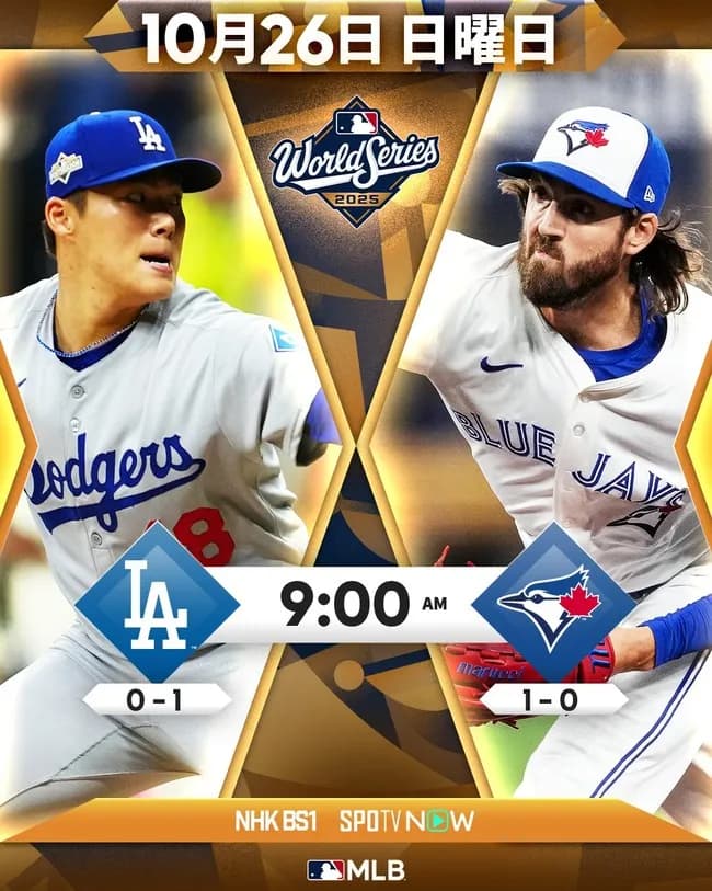 ドジャース今日負けたら絶望だけど、逆に勝てば敵地で１勝１敗で御の字だよな