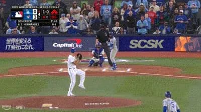 【WS第7戦】ドジャース、４回表１アウト満塁からテオスカー・ヘルナンデスの犠牲フライで１点を返す！！！！！