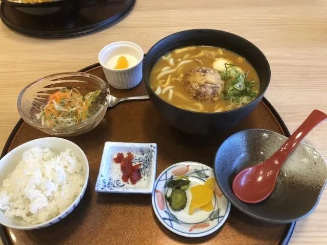 【謎】愛知県さん、なぜかカレーうどんにご飯を付けた定食メニューがある