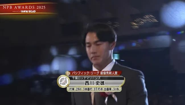 パ・リーグ、最優秀新人賞はロッテ・西川史礁！！！