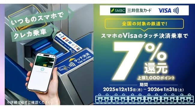 鉄道各社、三井住友カードのタッチ決済で7%還元へ