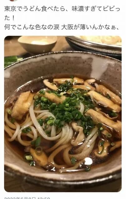 【速報】関西人「東京のうどん濃すぎて泣いた」