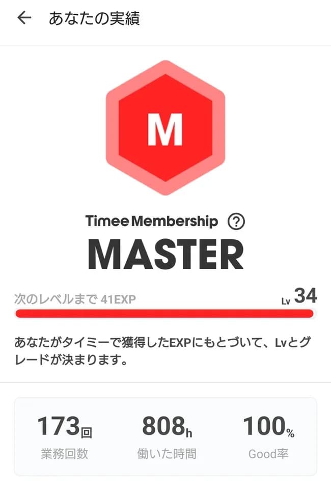 ワイ、タイミーさん働いた時間が800時間を突破🎉