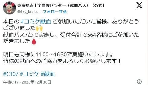 コミケ戦士564名、献血をしてしまうｗｗｗ