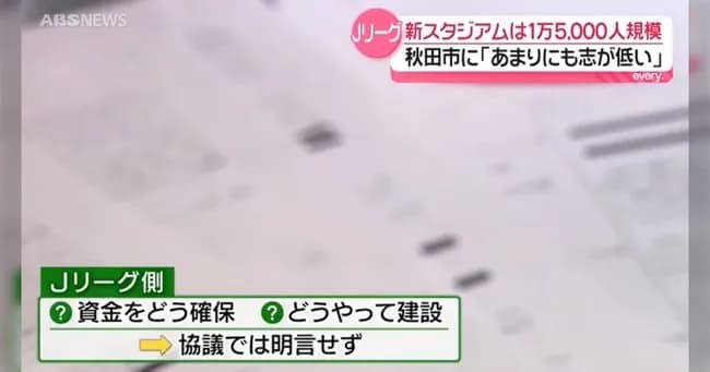 Ｊリーグ「秋田市は志が低い」　←これが叩かれた理由