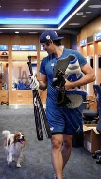 【朗報】デコピン、遂に大谷に懐く