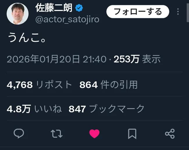 【画像】佐藤二朗さん、Ｘにとんでもないポストをして大炎上ｗｗｗｗｗｗ