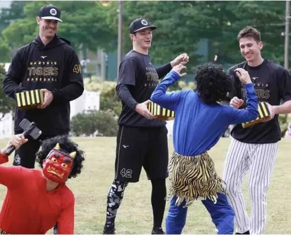 【阪神】ラグズデール、ルーカス、ディベイニーの新外国人３選手が豆まき体験「オニハソト！」