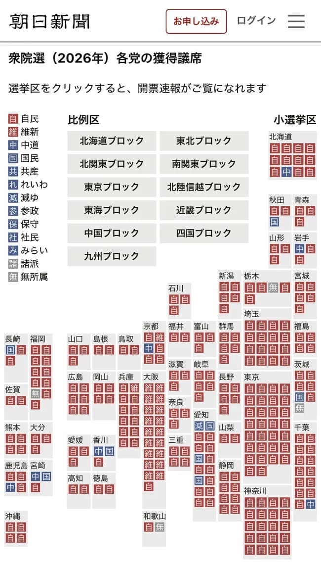 【画像】日本の都道府県、自民党で埋め尽くされる