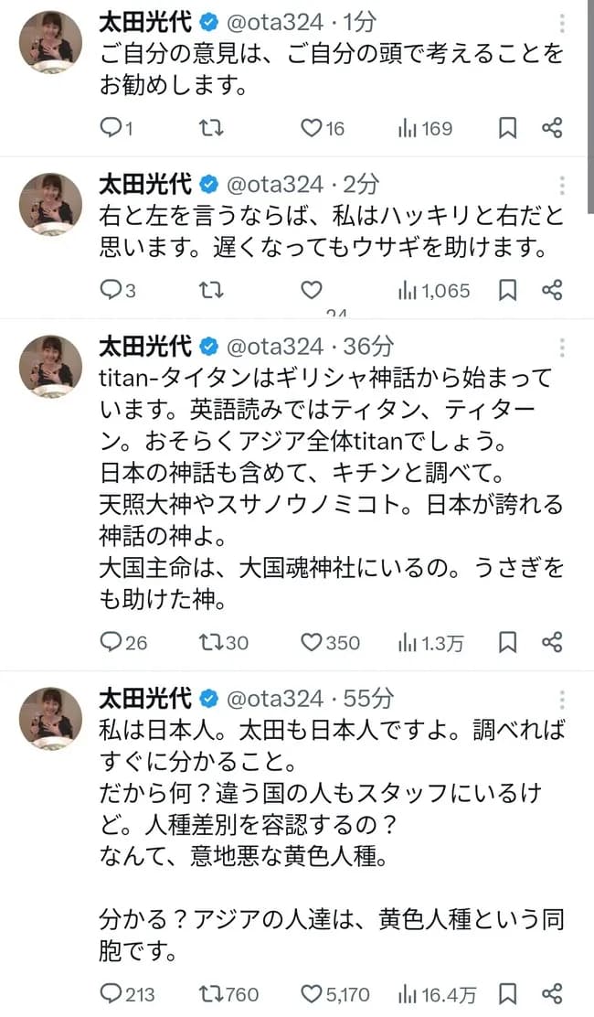 【悲報】太田光代さん、攻撃されすぎて狂う
