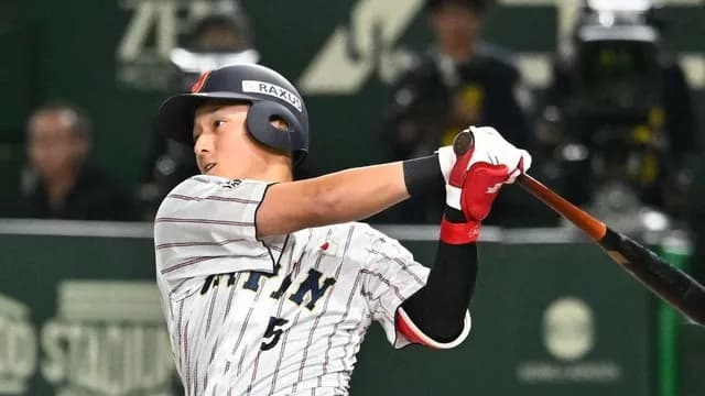 侍ジャパン佐々木泰、1号ホームラン！中日柳から完璧弾！！
