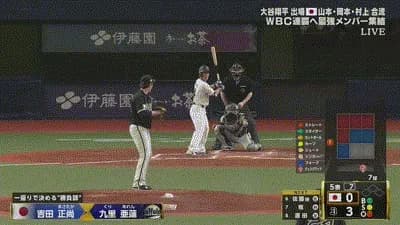 【オリックス対侍ジャパン】侍ジャパン・吉田正尚、オリックス・九里から特大のソロホームラン！！！！！！！！！！！！！！！！！！