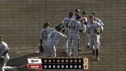 3月5日　楽天０－１ロッテ　山口の一打で先制し先発毛利が3回無失点！完封リレーでオープン戦5戦目にして初勝利！