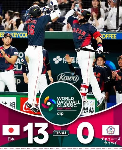 【試合結果】[2026/03/06][WBC･1次ラウンド]　台湾０－１３日本　侍ジャパン、WBC連覇へ圧勝発進！台湾に7回コールド勝利