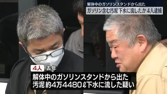 解体業者、ガソリンを下水に流して書類送検