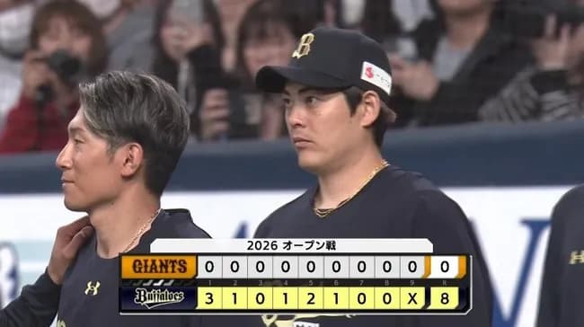 【オリックス対巨人オープン戦】オリックスが巨人に12安打8得点で大勝!先制V打の太田&来田が2打点 先発・九里3回3安打3K 7投手で三塁踏ませず無失点リレー