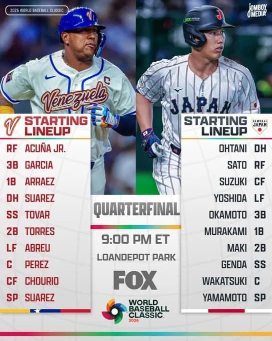 【WBC準々決勝・侍ジャパン対ベネズエラ】2番はサトテル