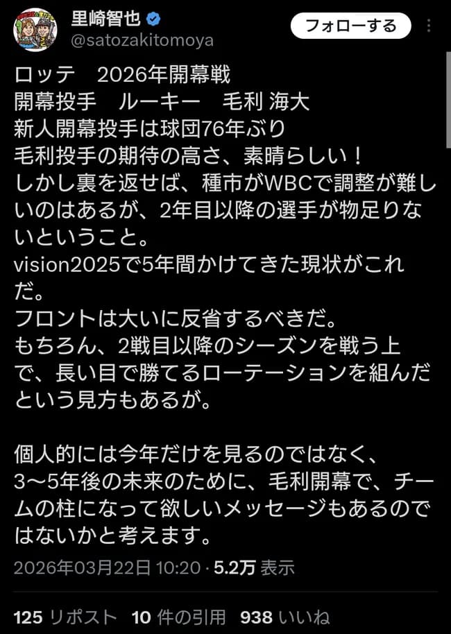 ロッテ大物OB「ロッテのフロントは大いに反省するべきだ」