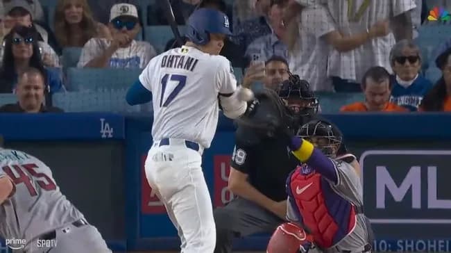 大谷翔平　開幕戦の第4打席は死球で周囲騒然…「1番・DH」でメジャー9年目スタート