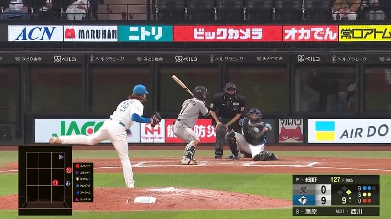 【画像】日ハム細野のノーヒットノーラン、最後の三振がガチでボールすぎるｗｗｗｗｗｗｗｗｗｗ