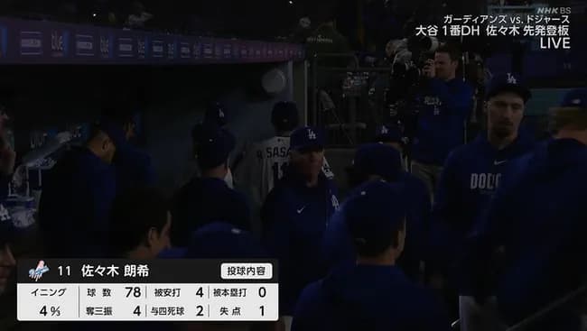 佐々木朗希、５回途中2四球1失点で降板