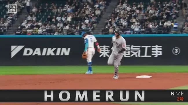 【日本ハム対ロッテ2回戦】ロッテ・ソト、日本ハム・北山から第2号先制3ランホームラン！！！！！！！！！！！！！！！