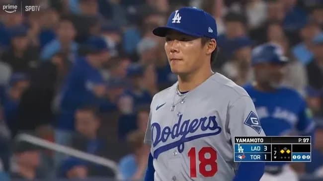 山本由伸が勝ち投手の権利を持って降板 ブルージェイズ打線相手に７回途中97球１失点