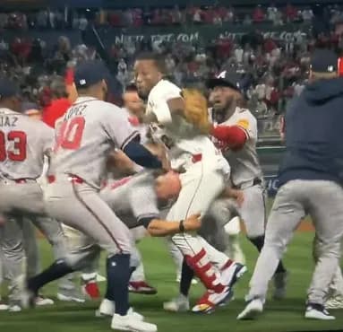 エンゼルス乱闘　おもっくそ殴りかかってて草