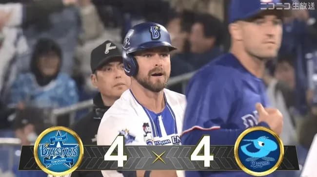 【DeNA対中日2回戦】DeNA、8回裏1アウト二三塁からヒュンメルの2点タイムリーで同点に追いつく！！！！！！！！！！