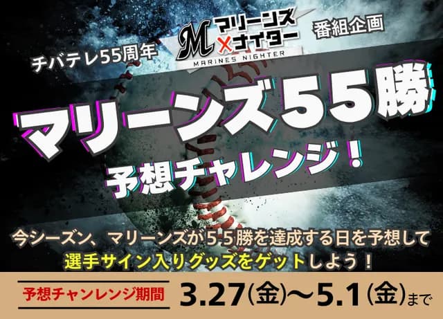 千葉ロッテマリーンズが55勝する日を予想して豪華景品ゲットしよう！！！
