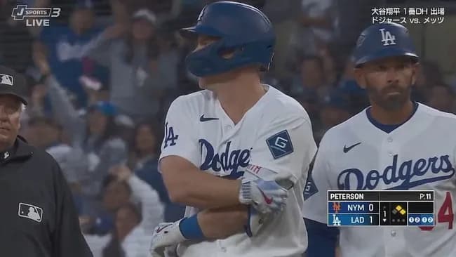 ドジャース、初回無死一二塁からウィル・スミスのタイムリーで先制！大谷が二塁からホームイン！！！！！！！！！！