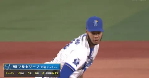 DeNAマルセリーノ、上位打線を三者凡退に封じ来日初ホールドを記録！