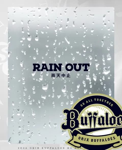 ロッテ対オリックスの試合 雨天中止