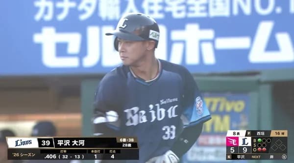 西武・平沢大河、2試合連続猛打賞で打率.424ｗｗｗｗｗ