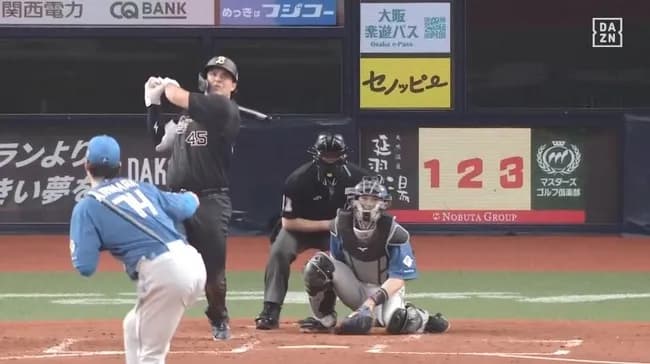 【オリックス対日本ハム5回戦】オリックス・シーモア、日本ハム・有原から第２号２ランホームラン！リードを５点に広げる！！！！！！！！！！！！！