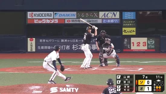 本日昇格の笹川吉康がさっそく大活躍！！タイムリーヒットで同点に