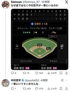 【衝撃】 中村悠平、午前2時に高校3年生とレスバトルか
