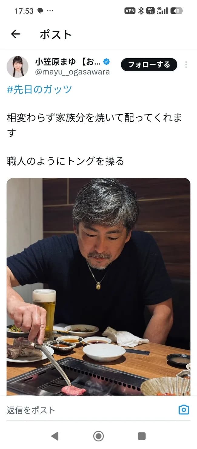 小笠原道大さん、職人のように肉を焼く