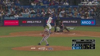 ドジャース、2回裏1アウト一塁からタッカーのタイムリーツーベースで同点に追いつく！！！！！