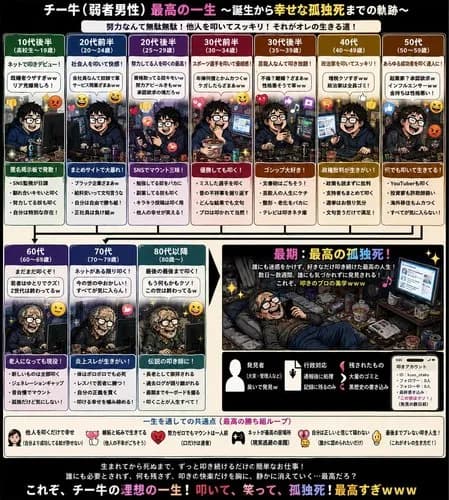 【悲報】弱者男性さんの一生、ガチで図解されてしまうｗｗｗｗｗｗｗｗｗｗ