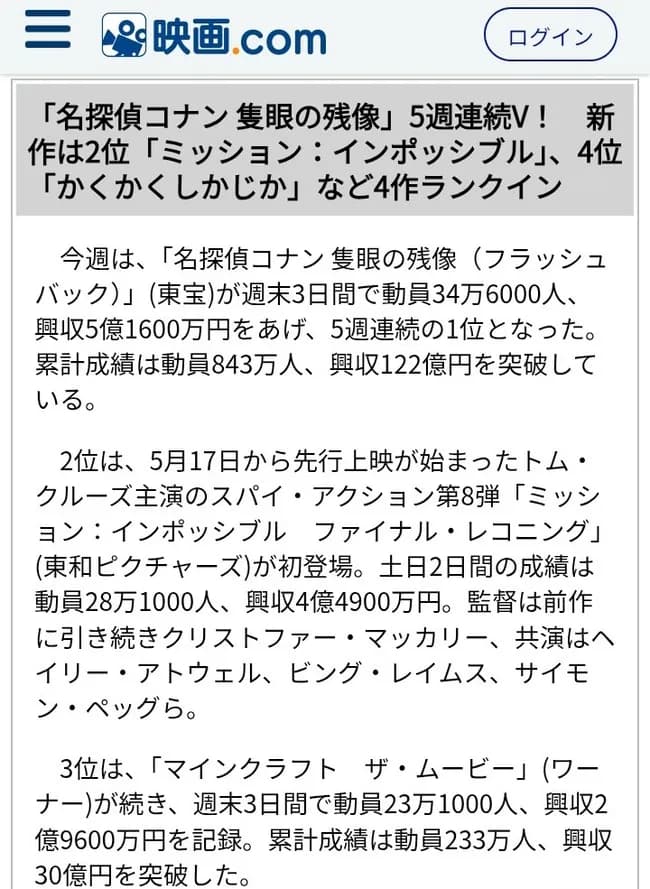 【悲報】名探偵コナンさん、映画の勢いが失速してしまうｗｗｗｗｗ