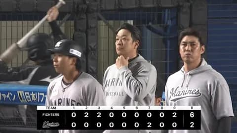 5月13日　ロッテ２－６日本ハム　先発小島が7回4失点、山口に今季第1号が飛び出すも打線はそれのみで今季4度目の3連敗