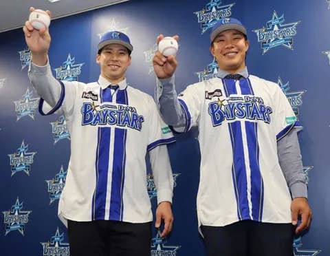 DeNAにトレード加入の尾形と井上が会見　横浜のイメージは「中華街でタンパク質補給」「赤レンガ倉庫」