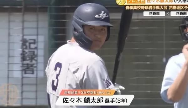 佐々木麟太郎(長打力S選球眼S知名度Sスター性S)