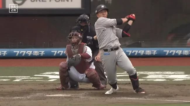【楽天対ロッテ8回戦】ロッテ・山口航輝、楽天・藤平から４試合連発となる第５号ソロホームラン！！！！！！！！！！！