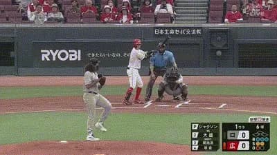 【広島対ロッテ1回戦】広島・大盛、ロッテ・ジャクソンから第3号先制ソロホームラン！！！！！！！！！！！！！！！