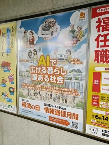 【悲報】総務省さん、生成AIをめっちゃ推ししてポスターを作ってしまうｗｗｗｗｗｗｗｗｗｗ