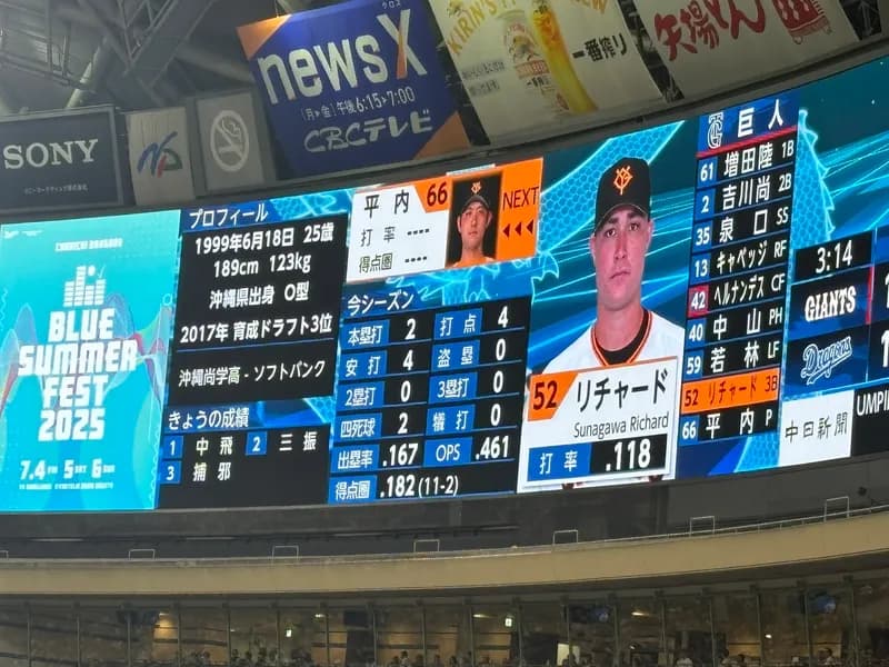 巨人・リチャード　3戦連続スタメンも10打席連続ノーヒット　打率.114　移籍後37打席で16三振…