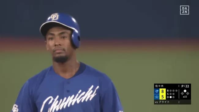 中日ブライト　.283(120-34) 3本　20打点　OPS.838