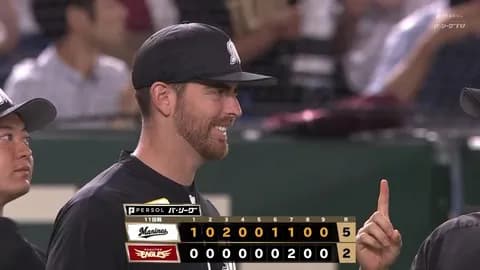 5月15日　楽天２－５ロッテ　先発サモンズが6回途中無失点で来日初勝利！藤原・ソトらの躍動で連敗を5でストップ！